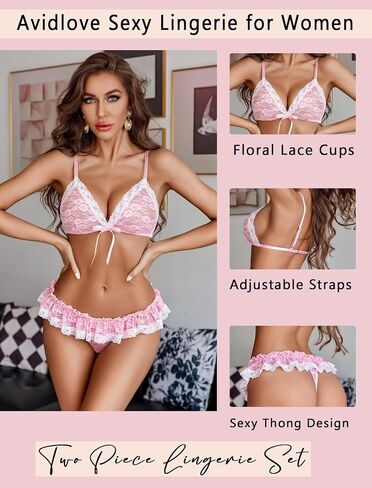 Avidlove Sexy Lingerie Set for Women Lace Bra and Panty Sets 2 Piece Sheer Babydoll Outfits S-XXL in Saudi Arabia