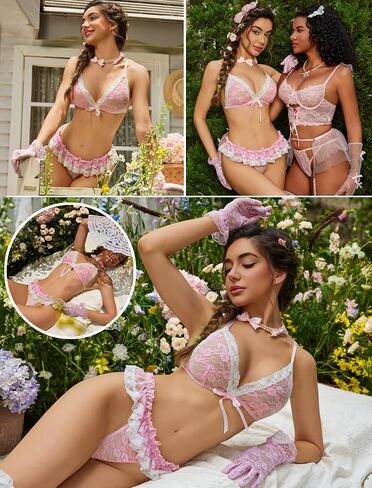 Avidlove Sexy Lingerie Set for Women Lace Bra and Panty Sets 2 Piece Sheer Babydoll Outfits S-XXL in Saudi Arabia