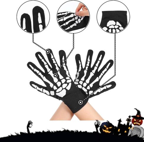 Lusofie 2 Pairs Skeleton Gloves, Full Finger Skull Gloves, Glow In The Dark Halloween Bone Glove, Cosplay Costume Accessories for Halloween, Cycling, Skiing, Hiking for Men Women in Saudi Arabia