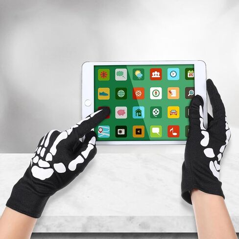 Lusofie 2 Pairs Skeleton Gloves, Full Finger Skull Gloves, Glow In The Dark Halloween Bone Glove, Cosplay Costume Accessories for Halloween, Cycling, Skiing, Hiking for Men Women in Saudi Arabia
