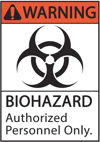 Zing Green Products 1924 Recycled Plastic "Warning Biohazard Authorized Personnel Only" Safety Sign, 10" Length, 7" Width, Black,Orange, White in Kuwait