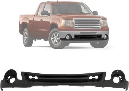 KUAFU Front Bumper Lower Valance Compatible with 2007-2013 GMC Sierra 1500 Replacement for 15131299 GM1015100 Air Dam Deflector w/Tow Hook Hole, Fog Light Holes & Grille Provision in Saudi Arabia
