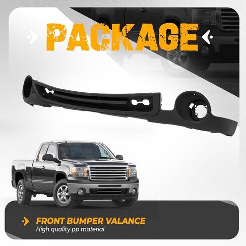 KUAFU Front Bumper Lower Valance Compatible with 2007-2013 GMC Sierra 1500 Replacement for 15131299 GM1015100 Air Dam Deflector w/Tow Hook Hole, Fog Light Holes & Grille Provision in Saudi Arabia