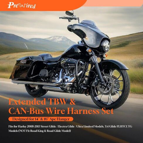 مجموعات تمديد الأسلاك من 14 بوصة إلى 16 بوصة من طرازات تمديد الأسلاك TBW TBW Throttle Tirling Extension for 2008-2013 Harley Touring Models with Batwing Fairing in Saudi Arabia