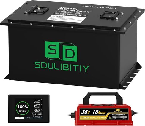 بطارية 48V 105AH Lithium Golf Golf Cart ، Smart 200A BMS المدمجة ، مع شاشة تعمل باللمس وتطبيق الهاتف المحمول ، 4000+ دورات LIFEPO4 قابلة لإعادة الشحن ، الحد الأقصى 10.24 كيلو وات ، مثالي لعربات الجولف in Kuwait