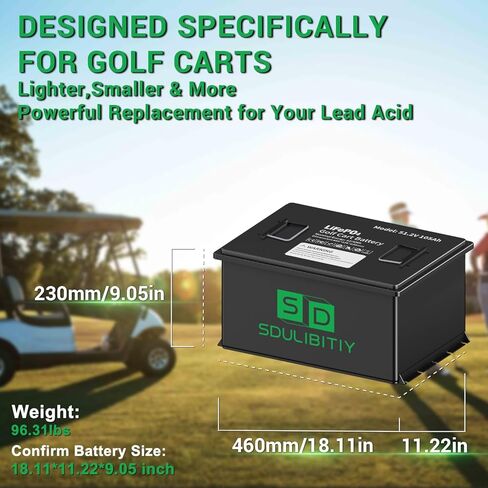 بطارية 48V 105AH Lithium Golf Golf Cart ، Smart 200A BMS المدمجة ، مع شاشة تعمل باللمس وتطبيق الهاتف المحمول ، 4000+ دورات LIFEPO4 قابلة لإعادة الشحن ، الحد الأقصى 10.24 كيلو وات ، مثالي لعربات الجولف in Kuwait