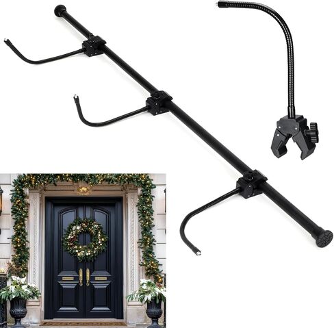 شماعات Geelin Front Door Garland لعيد الميلاد ، شماعات إكليل قابلة للتعديل مناسبة للأبواب المختلفة مع عدم وجود أظافر أو مسامير من الحديد الزهر الشاقة لعقد زخارف أكاليل عيد الميلاد (27.6 " - 47.2") in Saudi Arabia