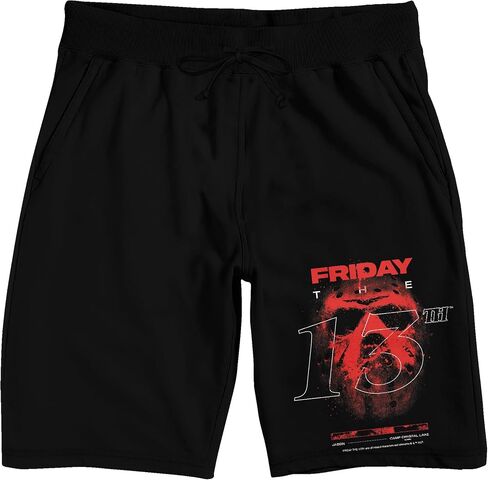 Friday The 13th Red Splatter Jason Mask Men's Black Sleep Pajama Shorts in Saudi Arabia