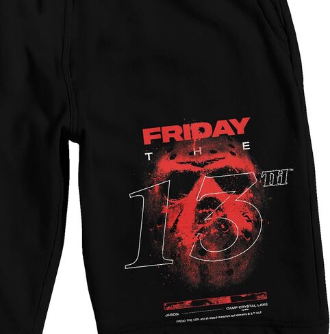 Friday The 13th Red Splatter Jason Mask Men's Black Sleep Pajama Shorts in Saudi Arabia