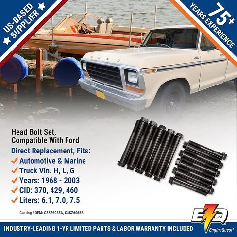 مجموعة الترباس الرأس لمدة 6.1L 7.0L 7.5L محركات V8 | 370 429 460 CID | 1968-1999 | الصلب الصلب | أكيام أجهزة رأس الأسطوانة الكاملة | استبدال مباشر in Kuwait