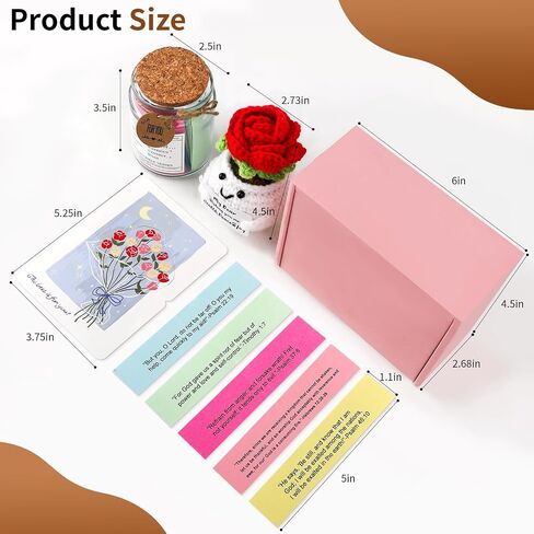 Religious Christian Gift for Women Mom, Christmas Gifts for Mon Women Grandma Sister Daughter Aunt Wife, Bible Verse Jar & Emotional Support Crochet Flower, Inspirational Birthday Gifts for Her in Saudi Arabia