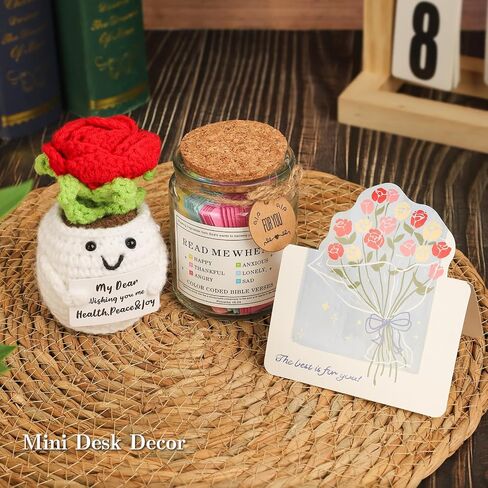Religious Christian Gift for Women Mom, Christmas Gifts for Mon Women Grandma Sister Daughter Aunt Wife, Bible Verse Jar & Emotional Support Crochet Flower, Inspirational Birthday Gifts for Her in Saudi Arabia