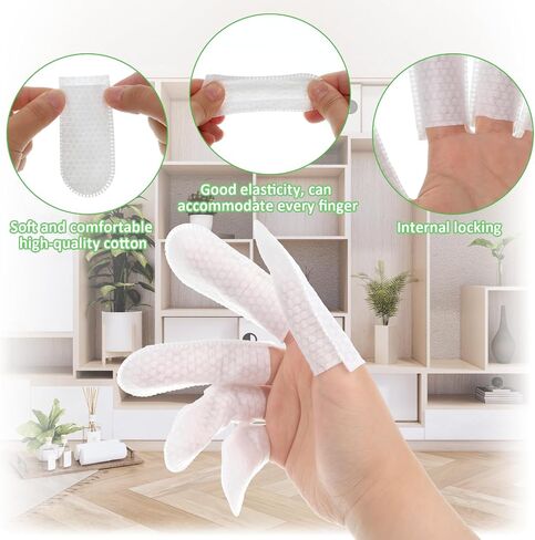 100 Pcs Cotton Finger Cots Finger Covers Protection for Finger Tips Comfortable and Breathable Wear-Resistant for Nails Cleaning Injured Fingers and Work (White) in Saudi Arabia