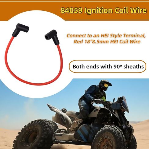 84059 Ignition Coil Wire, 18" 8.5mm Red 90° Boots High-Performance Coil to Spark Plug Cable, Compatible with HEI Style Terminal, Fit for Blaster 2 Coil in Saudi Arabia