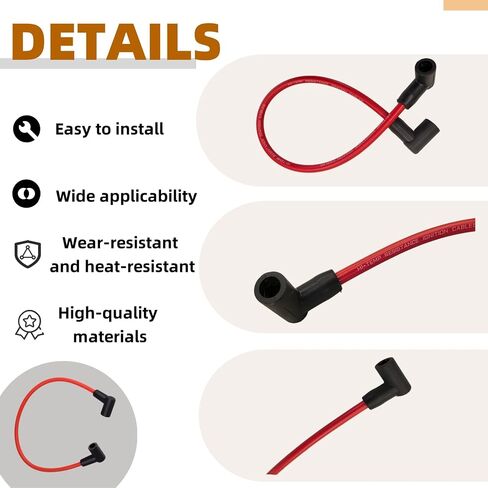 84059 Ignition Coil Wire, 18" 8.5mm Red 90° Boots High-Performance Coil to Spark Plug Cable, Compatible with HEI Style Terminal, Fit for Blaster 2 Coil in Saudi Arabia