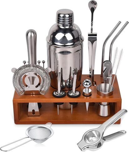 Vabaso Bartender Kit, Cocktail Shaker Set for Mixed Drink Home Bar, 25oz Professional 18/8 Stainless Steel Bar Tool Set with Cocktail Recipes Booklet, Father's Day in Kuwait