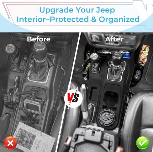 Center Console Gear Shift Side Tray & Cup Holder Organizer for Jeep Wrangler JL JLU 2018-2025 Gladiator JT 2020-2025, 2-in-1 Silicone Organizer Non-Slip Storage Insert Accessories in Saudi Arabia