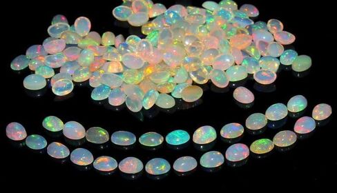 Natural Ethiopian Multi Fire Opal Cabochon Gemstone Oval Shape 6x8 mm 1 Piece for Jewelry Making in Saudi Arabia