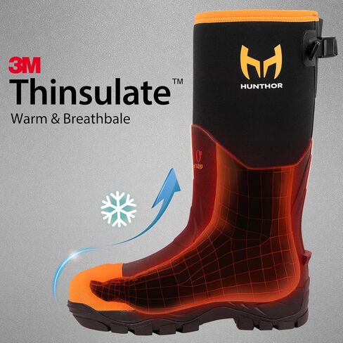 Rubber Work Boots for Men with Steel Toe, 400g Insulated, 1100N Puncture-Proof Hunting Boots with 7mm Neoprene Waterproof and EVA Midsole, Back Gusset, Ideal for Work,Farming Fishing Size 7-14 in Saudi Arabia