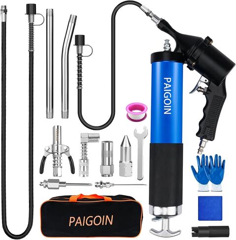 مجموعة Greas Gun Kit 8000 بوصة مربعة بوصات ثقيلة 14 أوقية مسدس القبضة مدافع الشحوم مع 19 "و 28" خرطوم فليكس الربيع ، مقرن سريع الإصدار ، محول 90 درجة ، نصيحة إبرة ، فوهتين ، 2 أنابيب التمديد in Kuwait