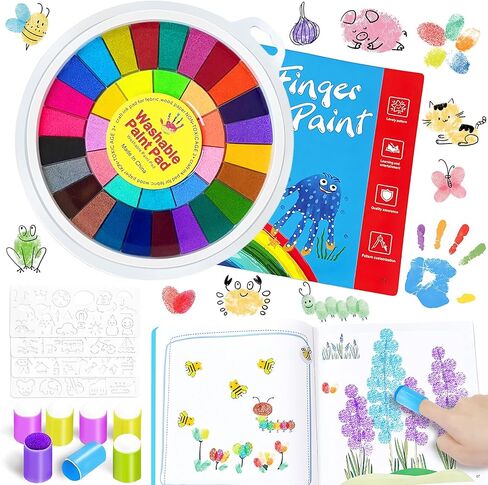 36 Colors Finger Paint Kit,Washable Funny Finger Painting Kit with Book,Art Painting Supplies for Painting DIY Crafts,Early Learning,Travel Activities,Gifts in Saudi Arabia