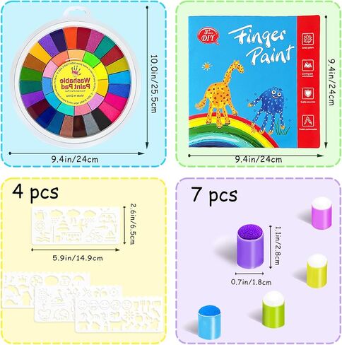 36 Colors Finger Paint Kit,Washable Funny Finger Painting Kit with Book,Art Painting Supplies for Painting DIY Crafts,Early Learning,Travel Activities,Gifts in Saudi Arabia