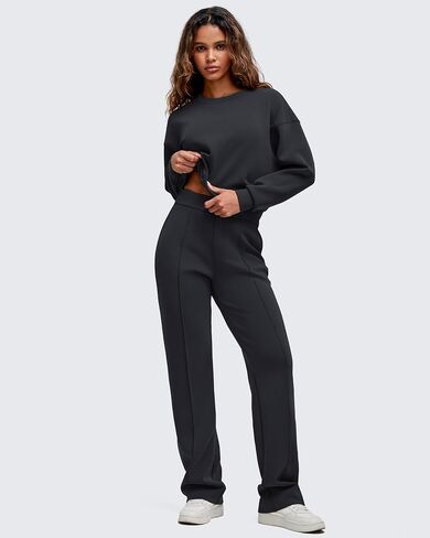 G4Free Smoofit Modal Soft Straight Leg Sweatpants for Women Elastic High Waist Casual Lounge Dress Pants with Pockets in Saudi Arabia