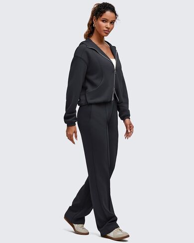 G4Free Smoofit Modal Soft Straight Leg Sweatpants for Women Elastic High Waist Casual Lounge Dress Pants with Pockets in Saudi Arabia