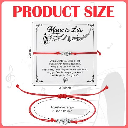 Tondiamo 24 Sets Music Note Bracelets with Music Greeting Cards Christmas Gifts for Music Lovers Music Charm Bracelets Musical Accessories for Music Stuff Music Lover Jewelry Gifts Music Party Favors in Kuwait