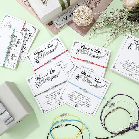Tondiamo 24 Sets Music Note Bracelets with Music Greeting Cards Christmas Gifts for Music Lovers Music Charm Bracelets Musical Accessories for Music Stuff Music Lover Jewelry Gifts Music Party Favors in Kuwait