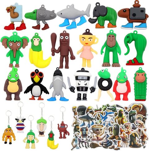 24Pcs Italian Brainrot Keychain 50Pcs Italian Brainrot Stickers Tralalero Tralala Ballerina Cappuccina Keychain and Stickers for Kateboard, Laptop, Water Bottle, Halloween Christmas Birthday Decor in Saudi Arabia