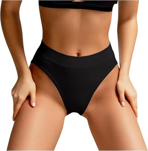 Thongs for Women High Waisted No Seam Panties Comfortable Soft Breathable Briefs G-String Stretch Gusset Underwear in Saudi Arabia
