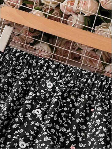 GORGLITTER Women's Plus Size Boho Floral Midi Skirt High Waisted Button A Line Flowy Maxi Skirts in Saudi Arabia