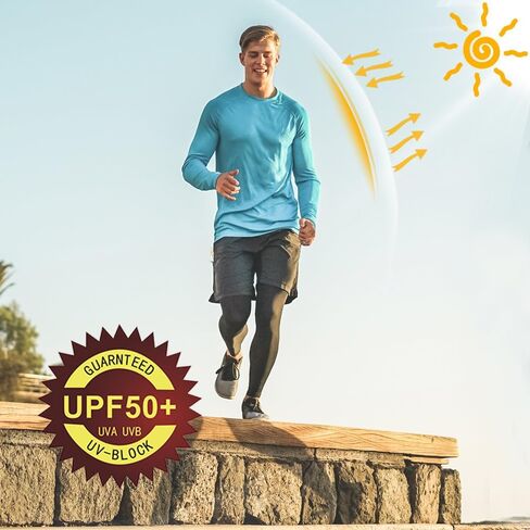 Men's Sun Shirts UPF 50+ Protection Hoodie Rash Guard Shirt SPF UV Shirt Long Sleeve Fishing Outdoor Lightweight in Saudi Arabia