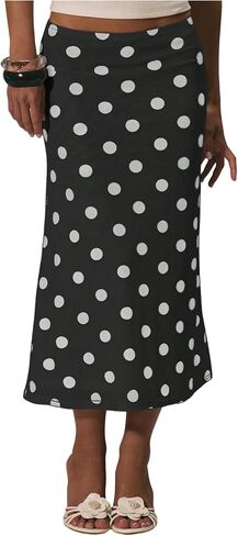 MakeMeChic Women's Polka Dots Midi Skirt Summer Sheer Mesh Pencil Long Skirts in Saudi Arabia