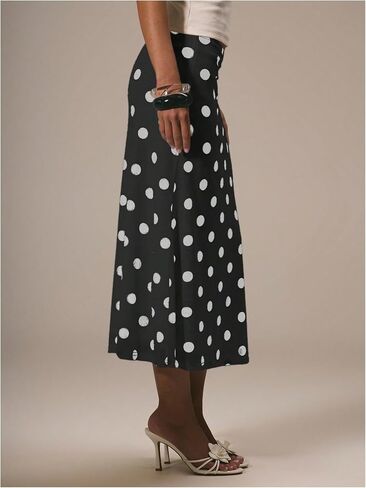 MakeMeChic Women's Polka Dots Midi Skirt Summer Sheer Mesh Pencil Long Skirts in Saudi Arabia