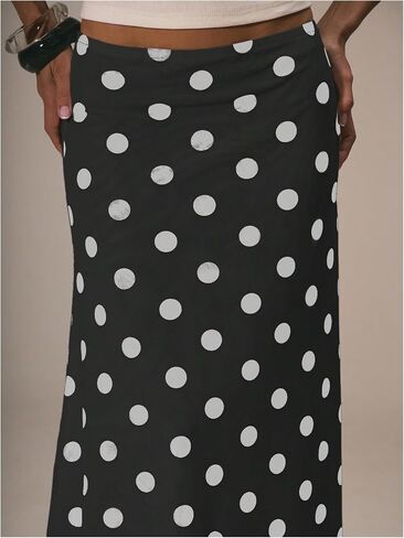 MakeMeChic Women's Polka Dots Midi Skirt Summer Sheer Mesh Pencil Long Skirts in Saudi Arabia