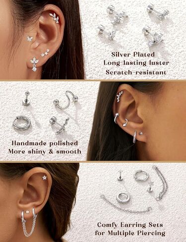 أقراط الغضروف للنساء - 14 كيلو مقعد الذهب مطلي بالذهب المسطح الحلزوني محارة Tragus مجوهرات واحدة in Saudi Arabia