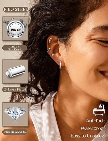 أقراط الغضروف للنساء - 14 كيلو مقعد الذهب مطلي بالذهب المسطح الحلزوني محارة Tragus مجوهرات واحدة in Saudi Arabia