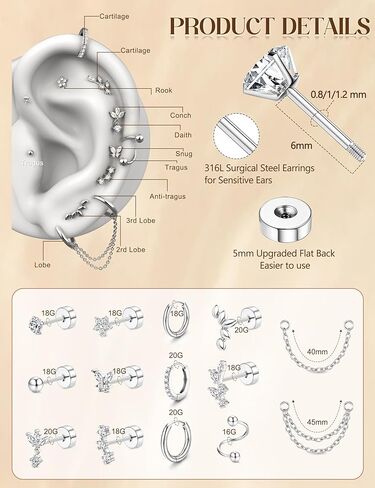 أقراط الغضروف للنساء - 14 كيلو مقعد الذهب مطلي بالذهب المسطح الحلزوني محارة Tragus مجوهرات واحدة in Saudi Arabia