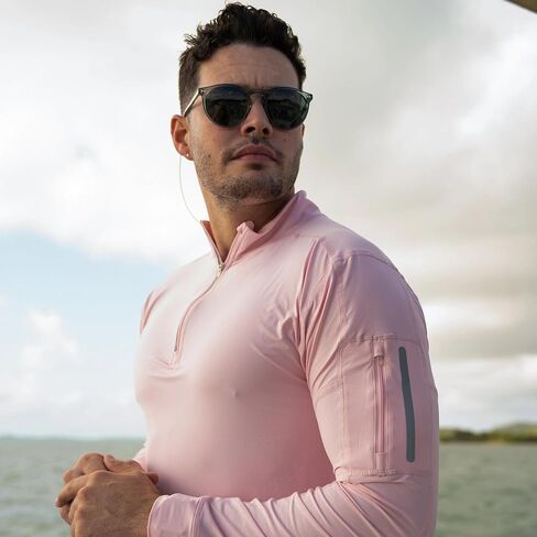 Men's UPF 50+ Sun Protection Mock Zip Active Top in Kuwait