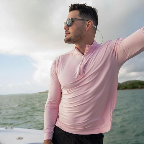 Men's UPF 50+ Sun Protection Mock Zip Active Top in Kuwait