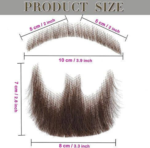 لحية مزيفة لحية واقعية 100% شعر بشري مزيف لحية وجه واقعية مربوطة يدويًا بالكامل شعر وجه للرجال، دانتيل للبالغين، شارب مزيف غير مرئي لمكياج فيلم الهالوين الدرامي (أسود) in Saudi Arabia
