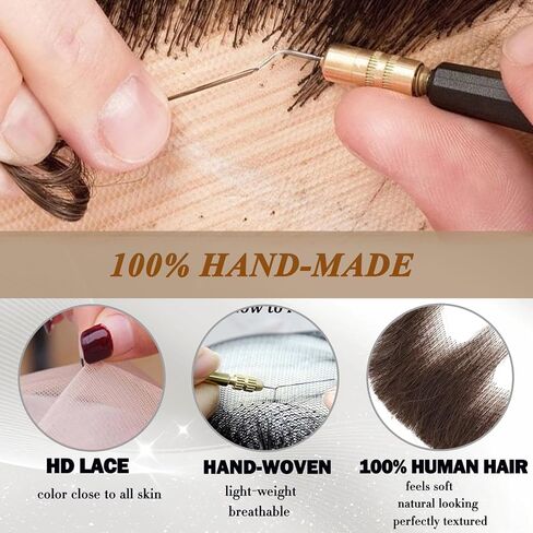 لحية مزيفة لحية واقعية 100% شعر بشري مزيف لحية وجه واقعية مربوطة يدويًا بالكامل شعر وجه للرجال، دانتيل للبالغين، شارب مزيف غير مرئي لمكياج فيلم الهالوين الدرامي (أسود) in Saudi Arabia