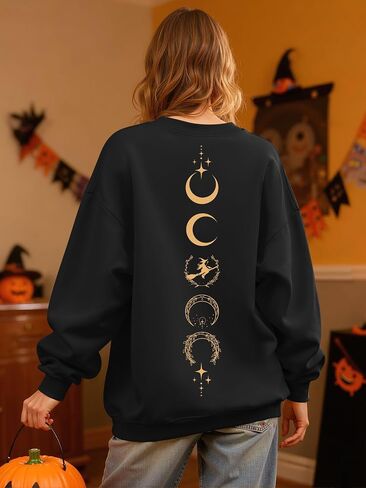 Ounar Halloween Sweatshirts النساء الضخمات سالم ماساتشوستس القمصان خفيفة الوزن الساحرة قميص سالم 1692 قميص عطلة الخريف in Kuwait