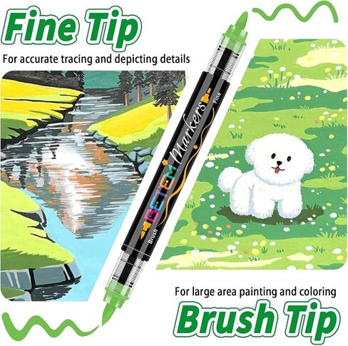 Betem Acrylic Paint Markers Paint Pens, 24 Count Water-Based Free-Ink System Colored Pens, Brush Tip Permanent Paint Pen, Uniform and Silky Ink Output, Vibrant Colors for DIY Crafts Art Supplies in Saudi Arabia