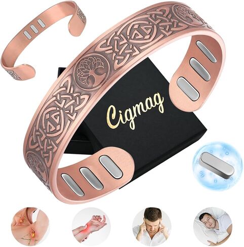 Copper Magnetic Bracelet for Men, with Powerful 9X 5000 Gauss Magnets, Adjustable Solid Pure Copper in Kuwait