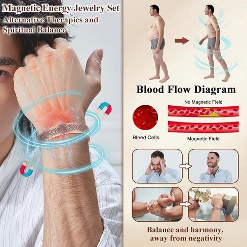 Copper Magnetic Bracelet for Men, with Powerful 9X 5000 Gauss Magnets, Adjustable Solid Pure Copper in Kuwait