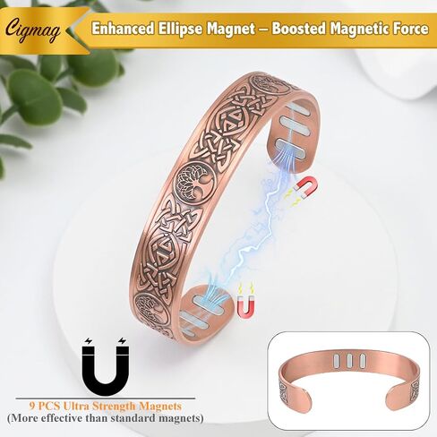 Copper Magnetic Bracelet for Men, with Powerful 9X 5000 Gauss Magnets, Adjustable Solid Pure Copper in Kuwait