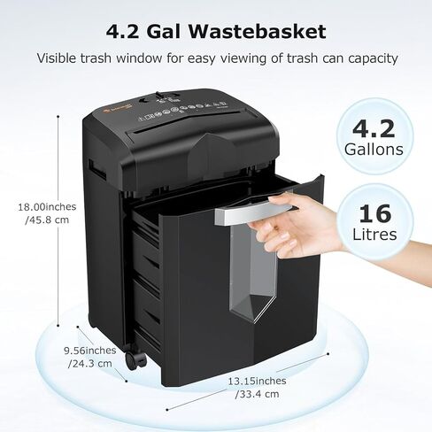 Bonsaii 110-Sheet Autofeed Paper Shredder, 30 Minutes Office Heavy Duty Shredder, Micro Cut P-4 Security Level Home Office Shredders with 6 Gallon Large Bin in Saudi Arabia